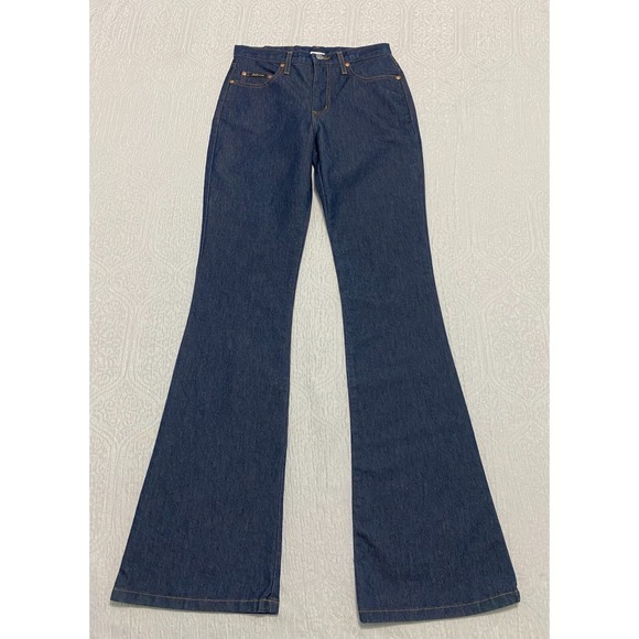 Just USA Denim - Just USA Jeans Size 3 Blue Flare Made In USA Dark Wash Mid Rise Denim Pants